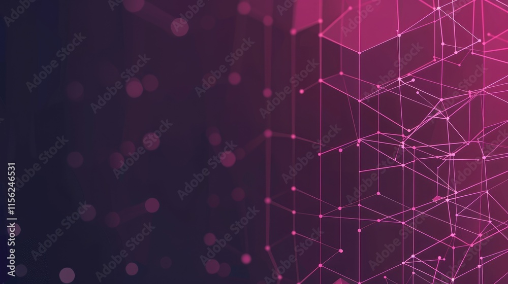 Fototapeta premium Abstract digital design featuring geometric shapes and lines in a gradient of pink and purple.