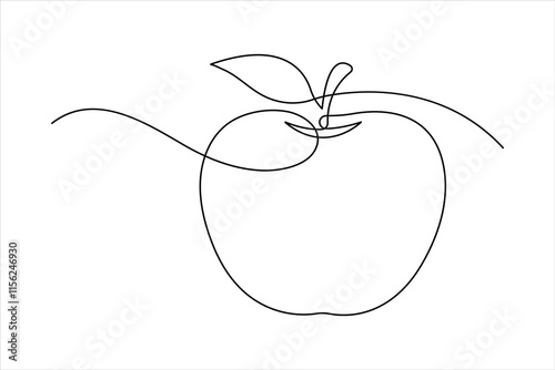 Continuous one line drawing of apple fruit design Vector illustration