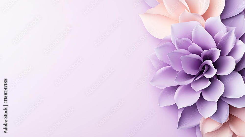 Fototapeta premium Minimal floral idea. Elegant pastel flowers on a soft gradient background create a serene atmosphere.