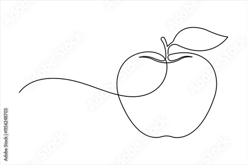 Wallpaper Mural Continuous one line drawing of apple fruit design Vector illustration Torontodigital.ca