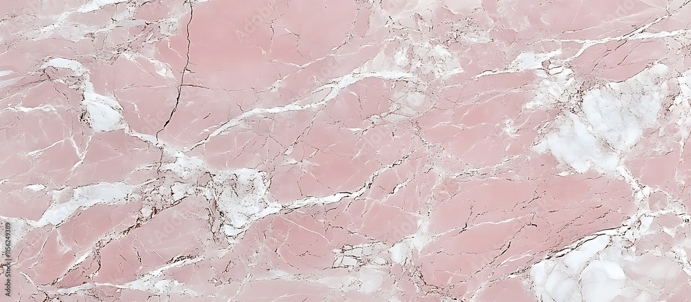 Fototapeta premium Glossy light pink marble surface with delicate white veining.