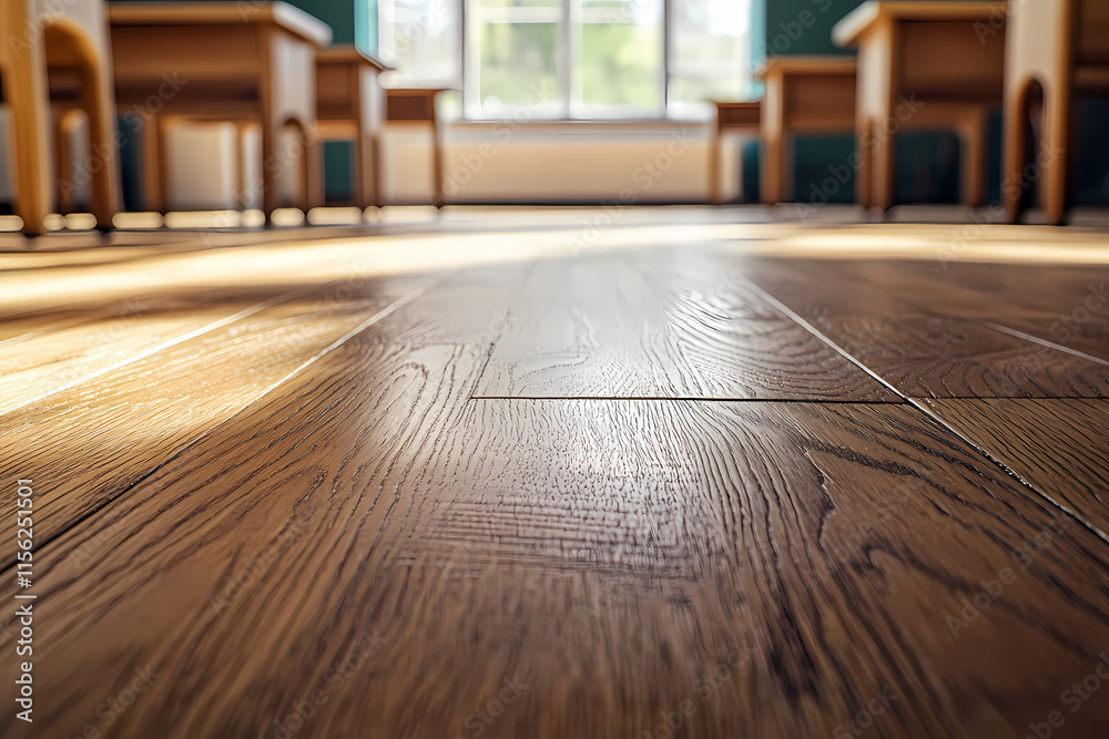 Close-up of wooden classroom floor showcasing texture and warmth Close-up of wooden classroom floor showcasing texture and warmth