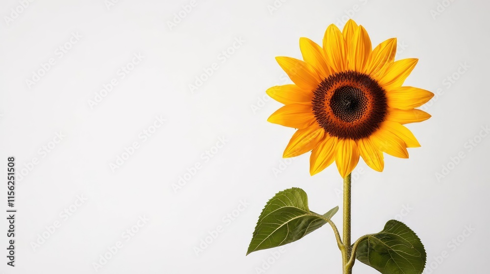 Obraz premium Minimal floral idea. A vibrant sunflower stands tall against a minimalist background, showcasing its beauty.