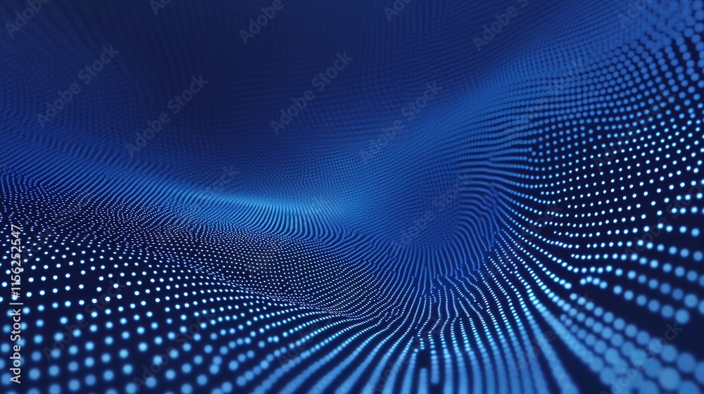 Blue Abstract Background with Scattered Dots and Waves