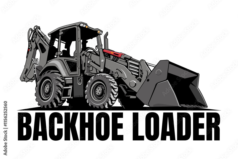 Valokuva backhoe loader illustration logo design icon vector art