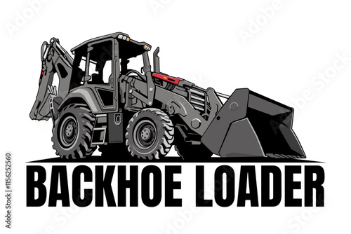 backhoe loader illustration logo design icon vector art