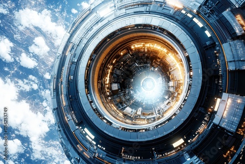 Wallpaper Mural Futuristic Circular Portal with Advanced Technology and Bright Light in Deep Space Background Torontodigital.ca