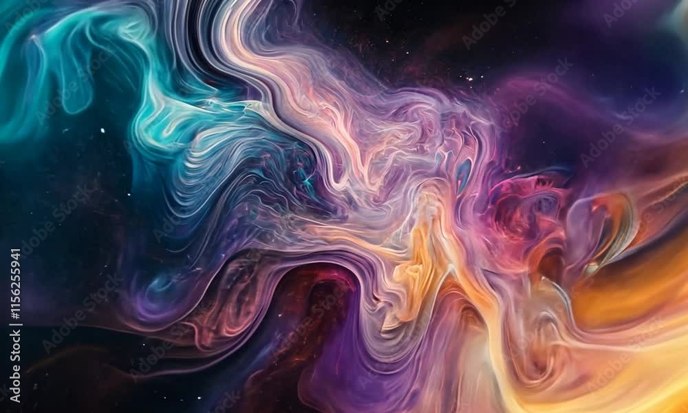 Abstract Cosmic Swirls: A vibrant nebula-like paint composition. Abstract Cosmic Swirls: A vibrant nebula-like paint composition.