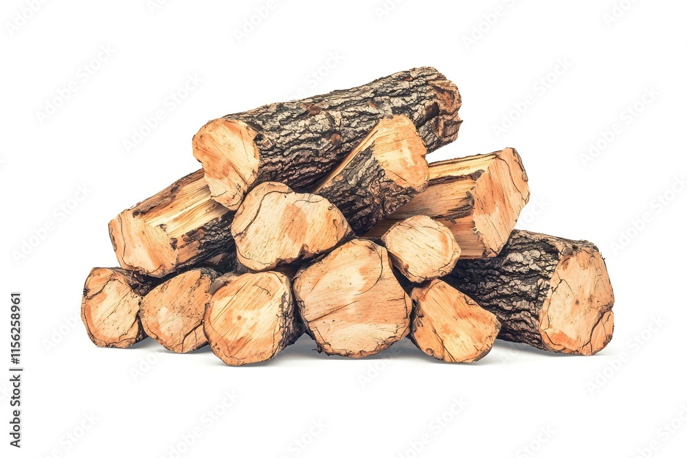 Stacked Freshly Cut Logs on White Background for Rustic Home Decor and Natural Textures Stacked Freshly Cut Logs on White Background for Rustic Home Decor and Natural Textures