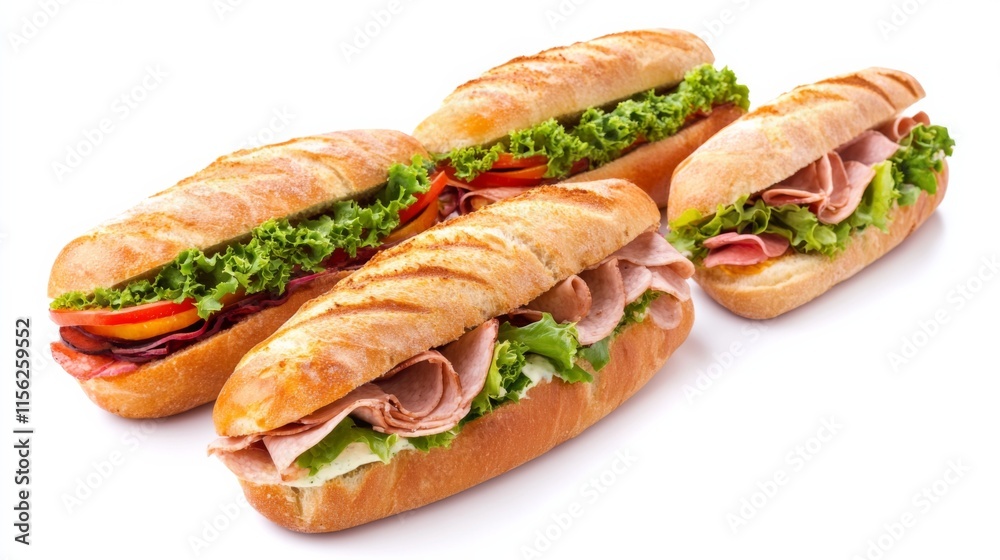 Fresh Sandwiches with Crisp Vegetables and Meats Fresh Sandwiches with Crisp Vegetables and Meats
