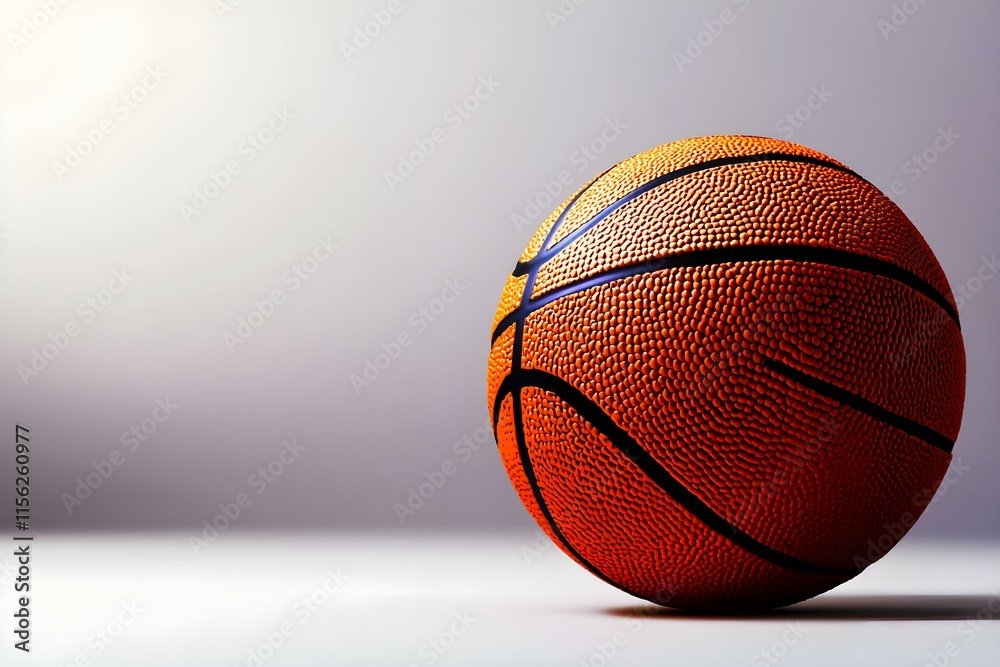 Obraz premium Close-Up View of a Single Basketball on a Smooth Surface with Gradient Background for Sports and Fitness Themes