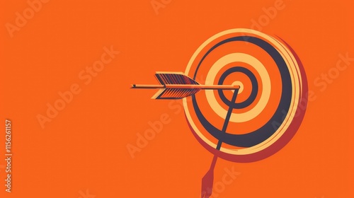 A stylized bullseye with an arrow hitting the center on an orange background.