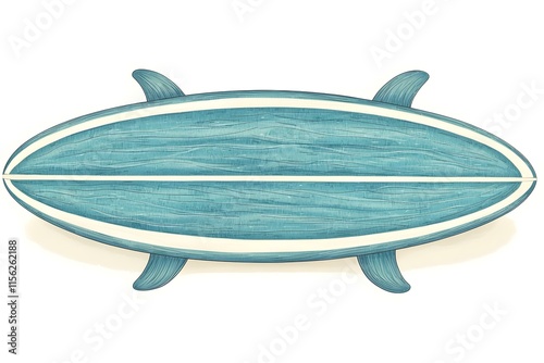 Artistic Blue Surfboard Illustration with Unique Design and Detailed Texture for Beach and Water Sports Theme photo