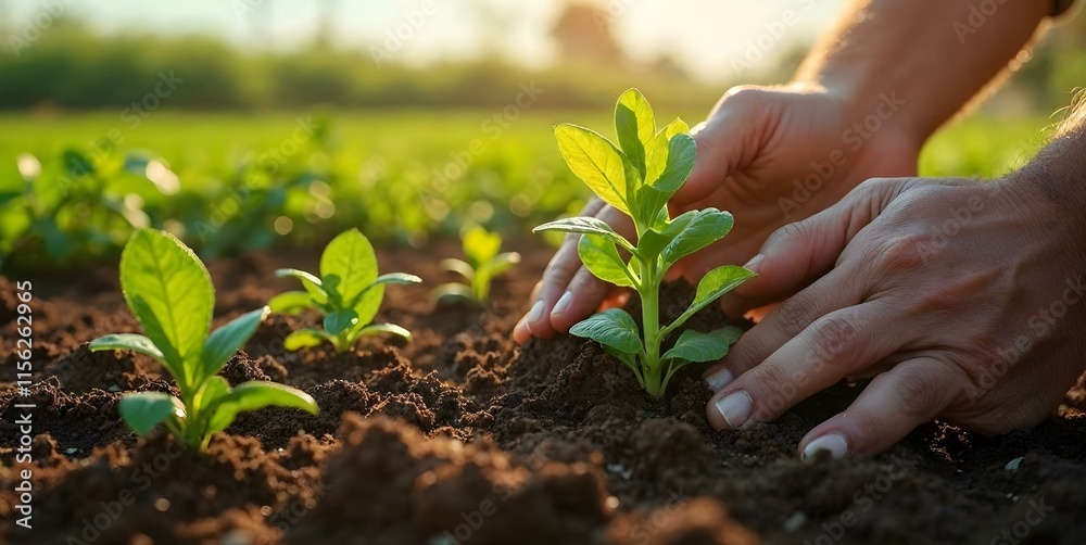 Fototapeta premium Planting a Seed: Nurturing New Life in the Soil
