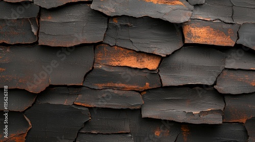Close Up View of a Textured Black and Orange Wall Capturing the Bold Contrast and Artistic Expression in Urban Design and Contemporary Architecture