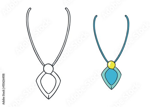A necklace coloring page featuring a variety of elegant beads, charms, and pendants, allowing creativity to flow with colors for a personalized jewelry design.