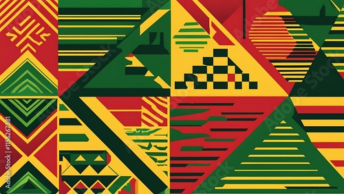Abstract Geometric Pattern Red Green Yellow