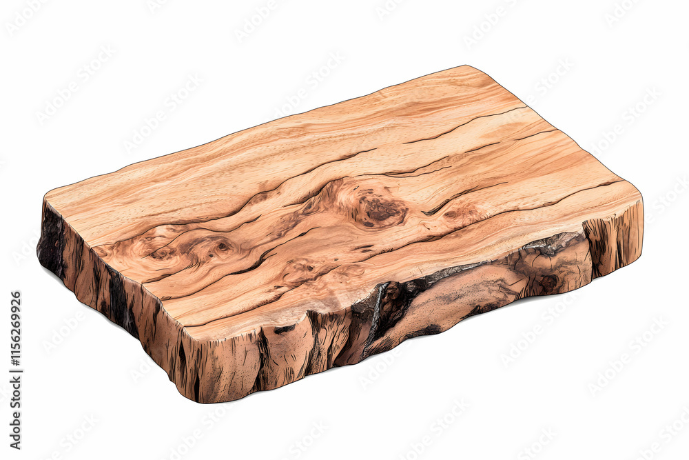 Fototapeta premium Natural Wooden Cutting Board with Unique Grain Patterns and Textures for Culinary Arts and Kitchen Decor