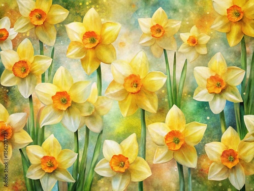 Daffodil Watercolor Wallpaper - Retro Long Exposure Print photo