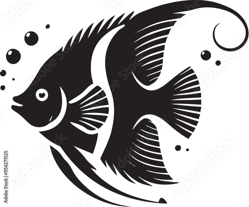 Angelfish Silhouette Vector Icon - Stylish Marine Life Illustration

