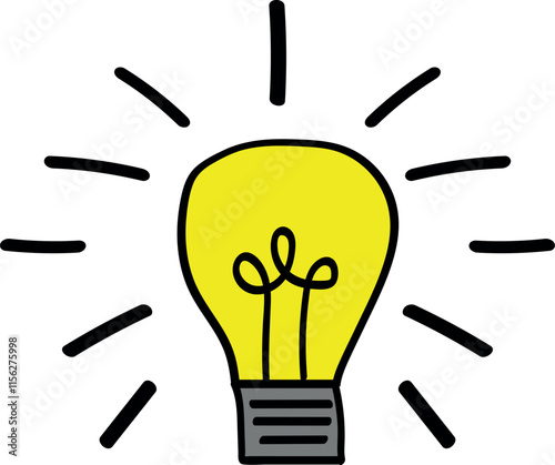 Tableau sur toile Bright Light Bulb Shining Idea Vector Design