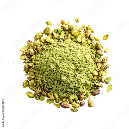 Inviting Pistachio Churna Powder Isolated On Transparent Background photo