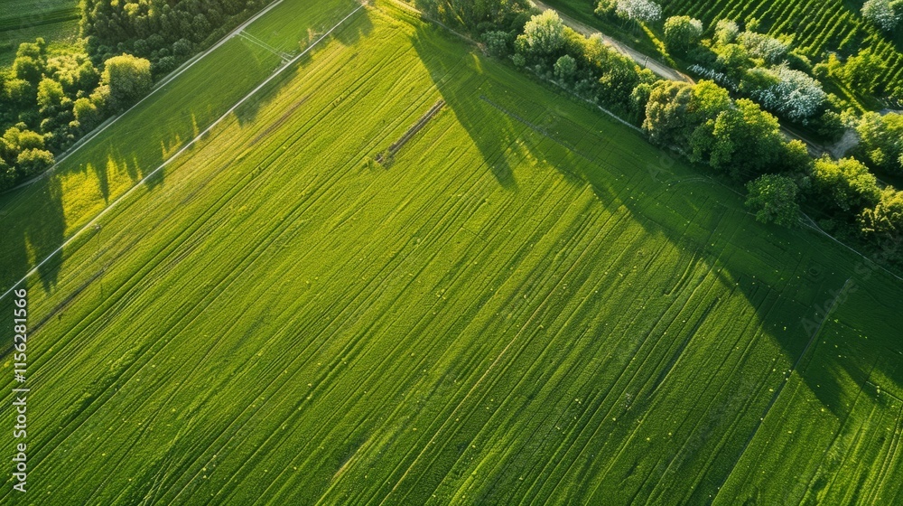 Fototapeta premium Building land for new construction project on green meadow, plot for construction area
