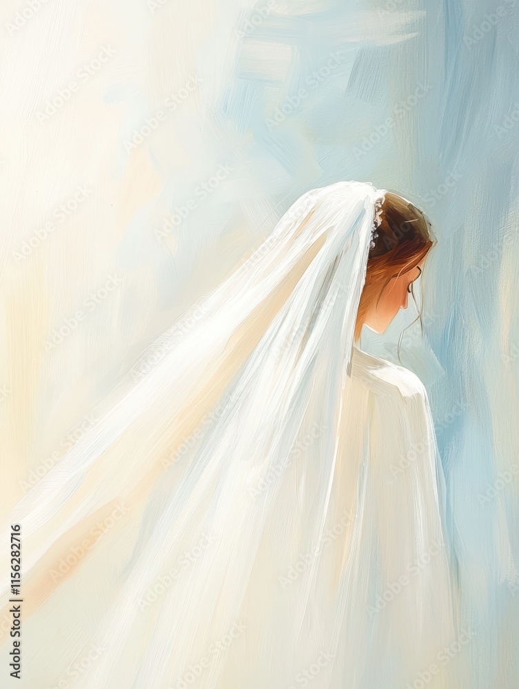 A soft, ethereal portrait of a bride in a flowing veil, capturing a serene moment with gentle colors and a dreamy atmosphere. A soft, ethereal portrait of a bride in a flowing veil, capturing a serene moment with gentle colors and a dreamy atmosphere.