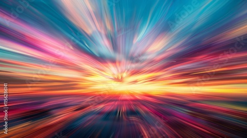 Colorful sunset with long exposure effect, motion blurred