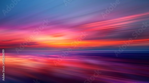 Colorful sunset with long exposure effect, motion blurred