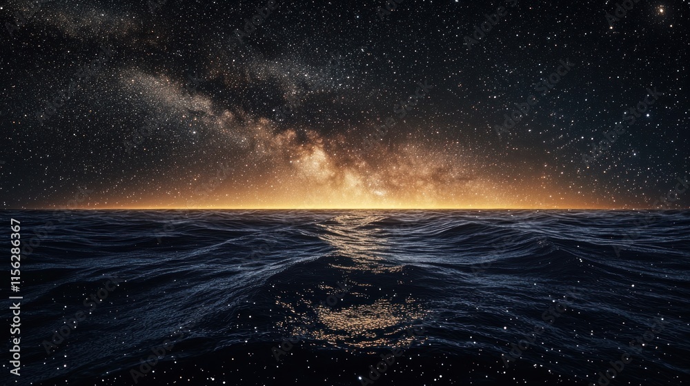 Fototapeta premium Milky Way galaxy over a calm ocean at night.