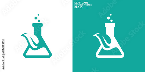 Leaf lab logo. Scientist, nature, experiment. Icon symbol design template EPS 10.
