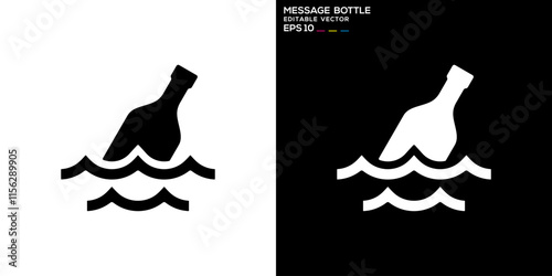 Message bottle logo. Send, emergency, help. Icon symbol design template EPS 10.