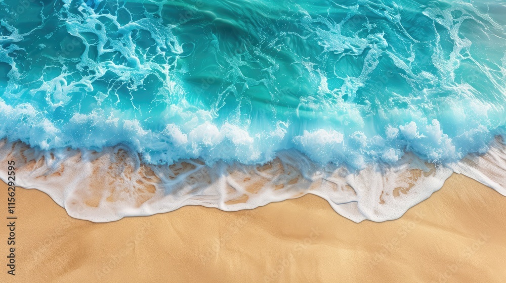 Fototapeta premium Ocean Waves Crashing on Sandy Beach