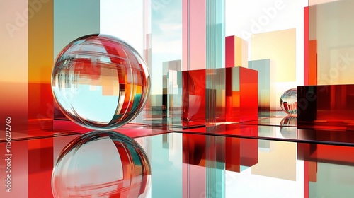 Modern Abstract Glass Forms with Reflective Surfaces