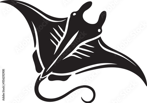 Manta Ray Silhouette Vector Icon Illustration - Stylish Marine Design

