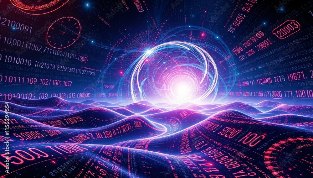 Fototapeta premium time-warped encryption swirling in cosmic world