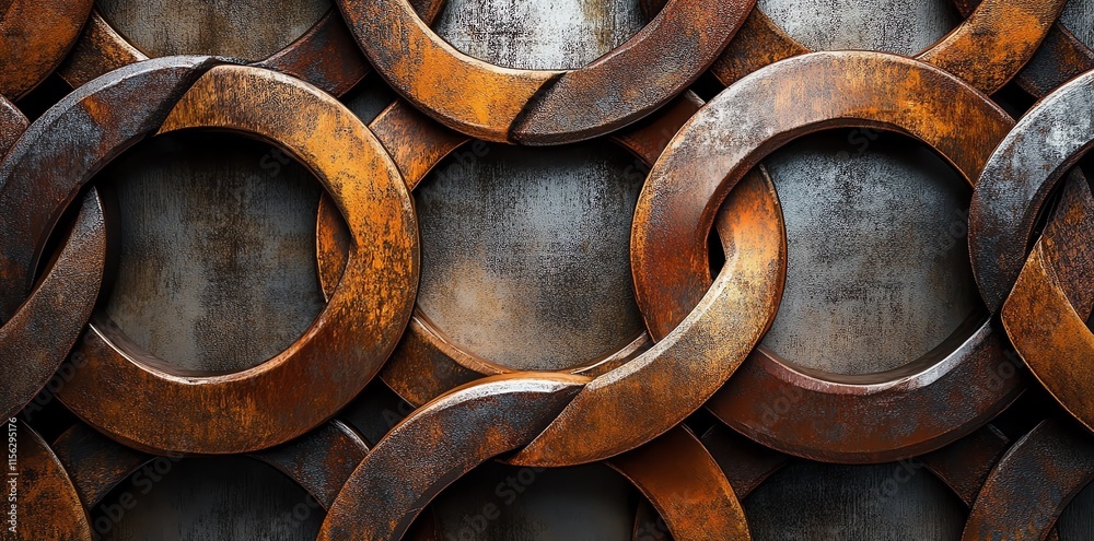 A textured background featuring interlocking metal rings with a rusted finish. A textured background featuring interlocking metal rings with a rusted finish.