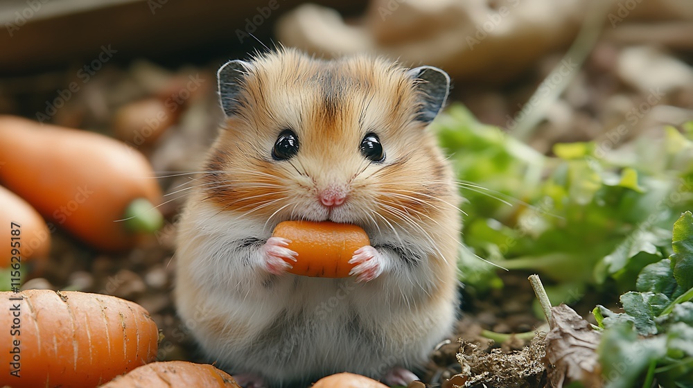 Adorable Hamster Enjoying A Tasty Carrot Treat