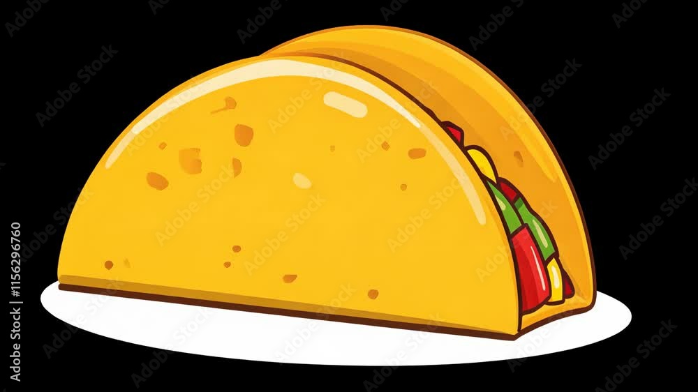 Taco filled with fresh vegetables and toppings on a clean white surface Taco filled with fresh vegetables and toppings on a clean white surface