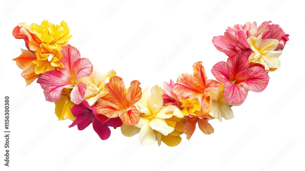 Fototapeta premium Round flower wreath, transparent background