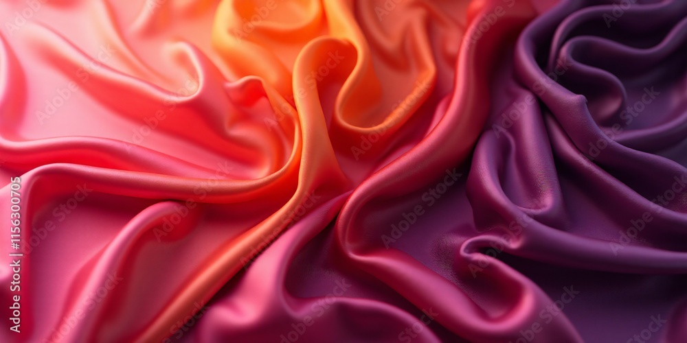 Obraz premium Elegant Red, Orange, and Deep purple Satin Gradient: Luxurious Silky Texture for Sophisticated Design
