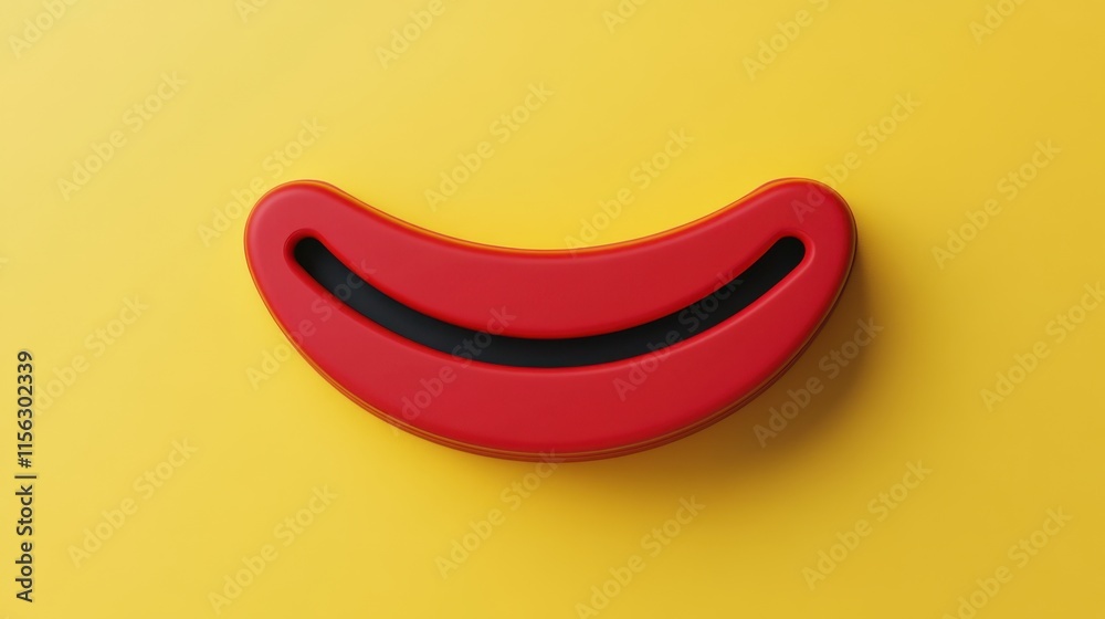A Smiling Red Lips 3D Render on Yellow Background: Minimalist Digital Art A Smiling Red Lips 3D Render on Yellow Background: Minimalist Digital Art