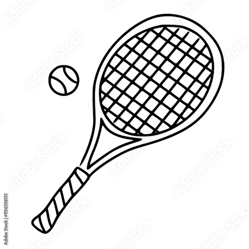 tennis racket outline black icon isolated hand drawn hobby free time and leisure