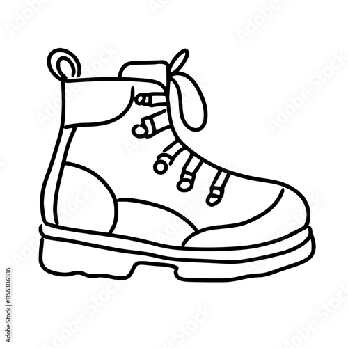 Hiking boots outline black icon isolated hand drawn hobby free time and leisure sport fashion style