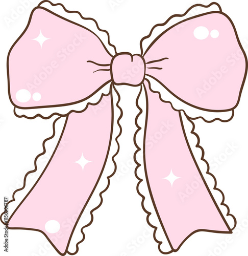 Whimsical Hand-Drawn Decorative Bow. Vector Illustration