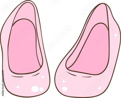 Whimsical Hand-Drawn Pink Heels. Vector  Illustration