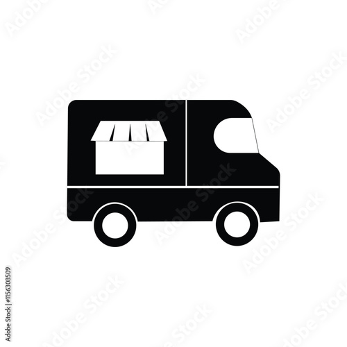 ice cream truck icon with white background vector stock illustration