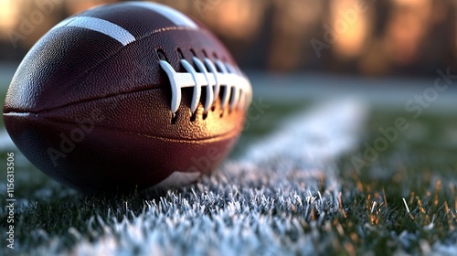 American Football on Frozen Field at Sunset photo