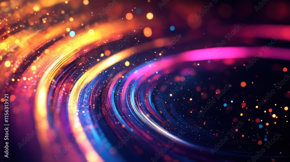 Abstract Swirling Light Trails with Colorful Glowing Particles Vibrant Energy Background for Design Abstract Swirling Light Trails with Colorful Glowing Particles Vibrant Energy Background for Design